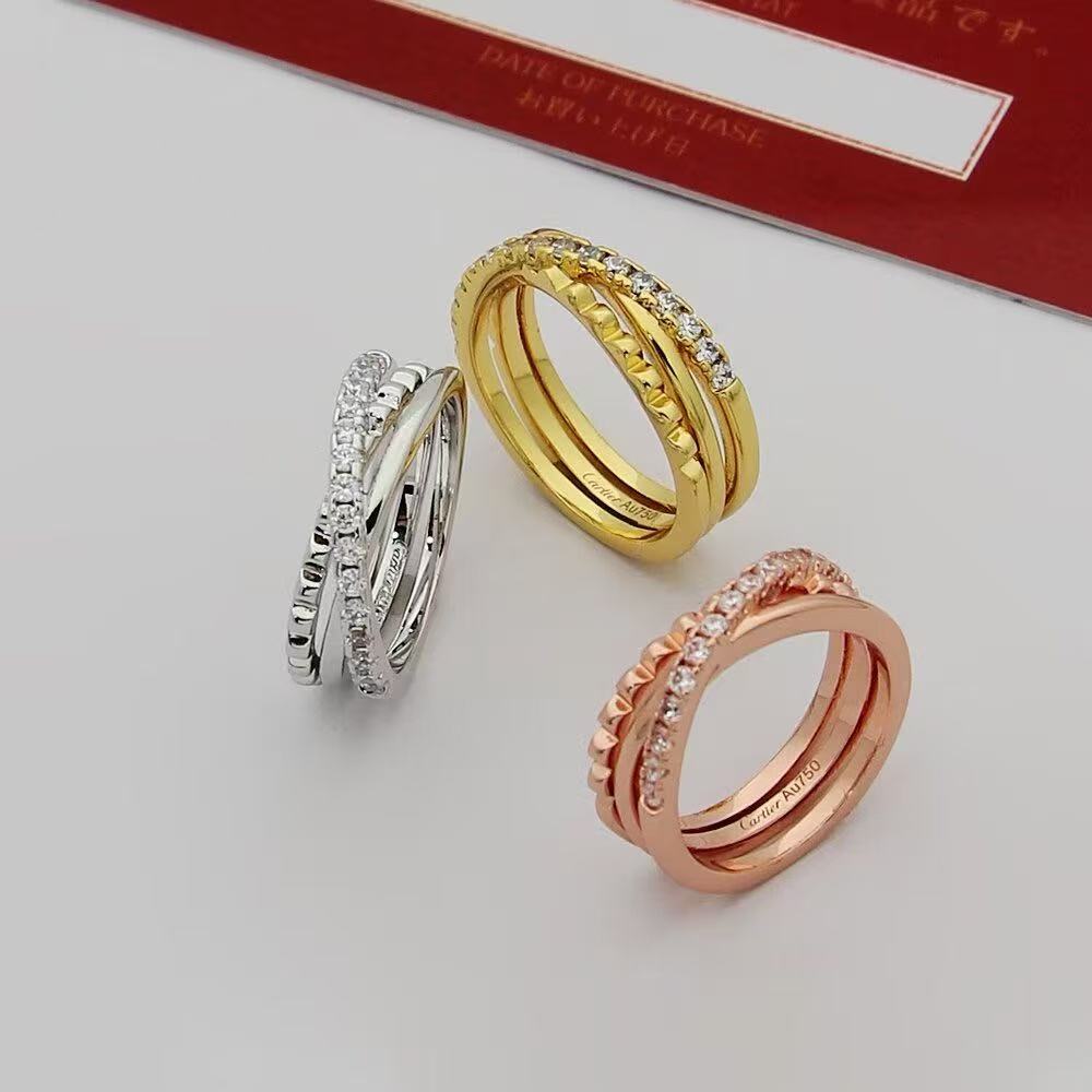 ¡®AuraJewelry¡¯Interlocking Three‑Band Half‑Diamond Ring