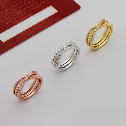 ¡®AuraJewelry¡¯Interlocking Three‑Band Half‑Diamond Ring