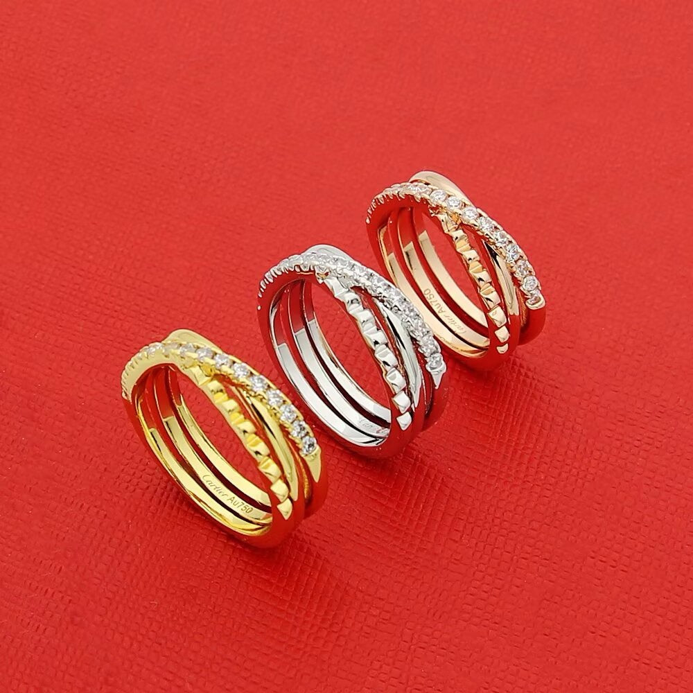 ¡®AuraJewelry¡¯Interlocking Three‑Band Half‑Diamond Ring