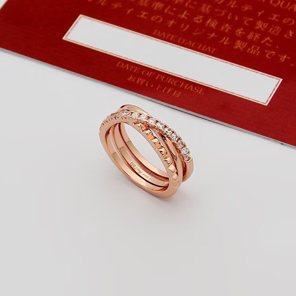 ¡®AuraJewelry¡¯Interlocking Three‑Band Half‑Diamond Ring
