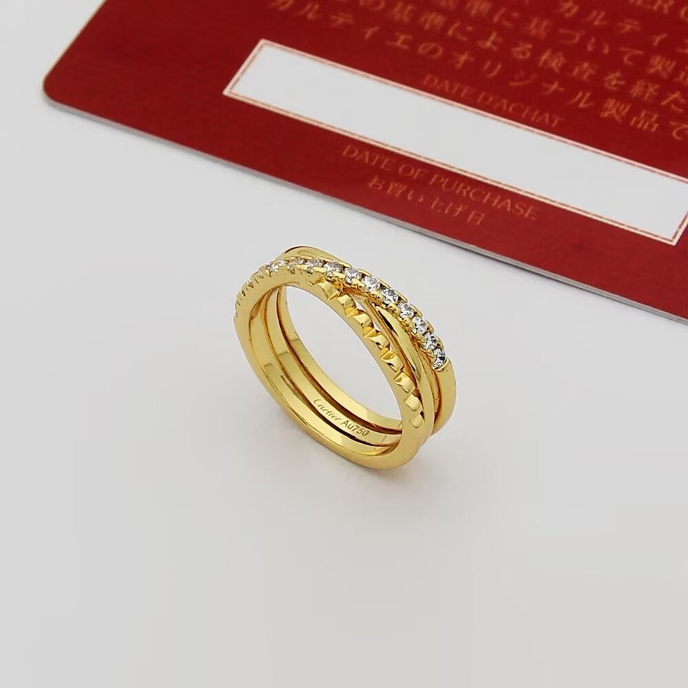¡®AuraJewelry¡¯Interlocking Three‑Band Half‑Diamond Ring