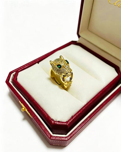 ¡®AuraJewelry¡¯  Single Panther‑Head Full‑Pavé Diamond Ring