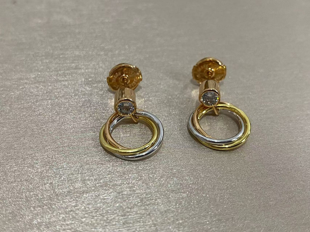 ¡®AuraJewelry¡¯Interlocking Three‑Band Diamond Drop Earrings