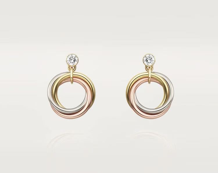 ¡®AuraJewelry¡¯Interlocking Three‑Band Diamond Drop Earrings