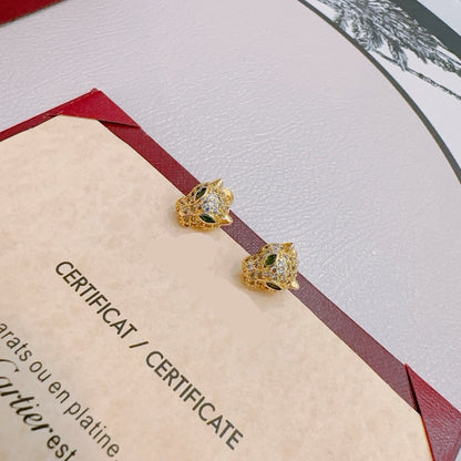 ¡®AuraJewelry¡¯Full‑Pavé Diamond Panther‑Head Stud Earrings（副本）