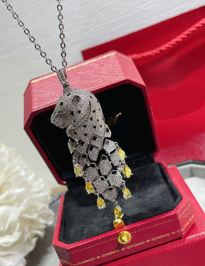 ¡®Aura Jewelry¡ High Jewelry Pave Panther Tassel Necklace
