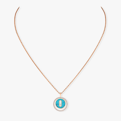 [Aura Jewels]LUCKY MOVE 1 DIAMOND TURQUOISE PINK GOLD DIAMOND NECKLACE