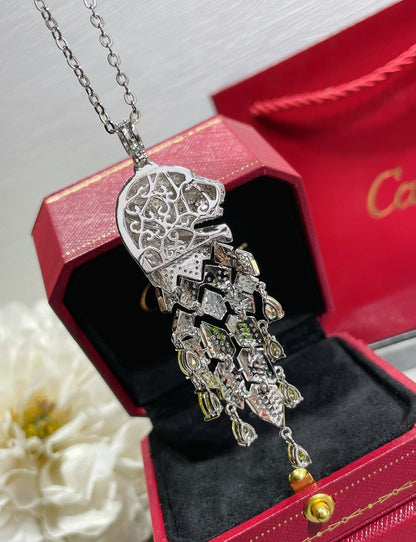 ¡®Aura Jewelry¡ High Jewelry Pave Panther Tassel Necklace