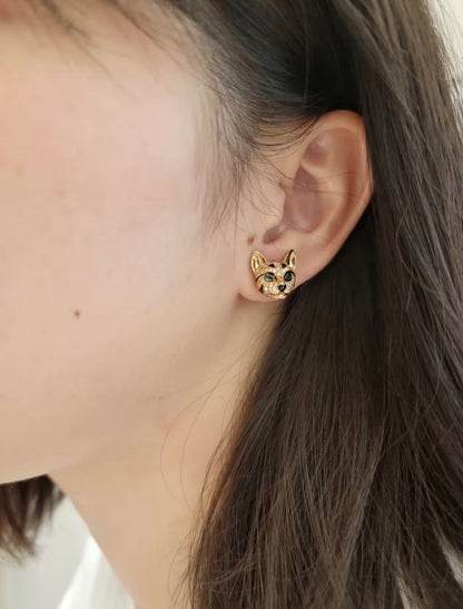 ¡®Aura Jewelry¡¯ Panther Face Stud Earrings