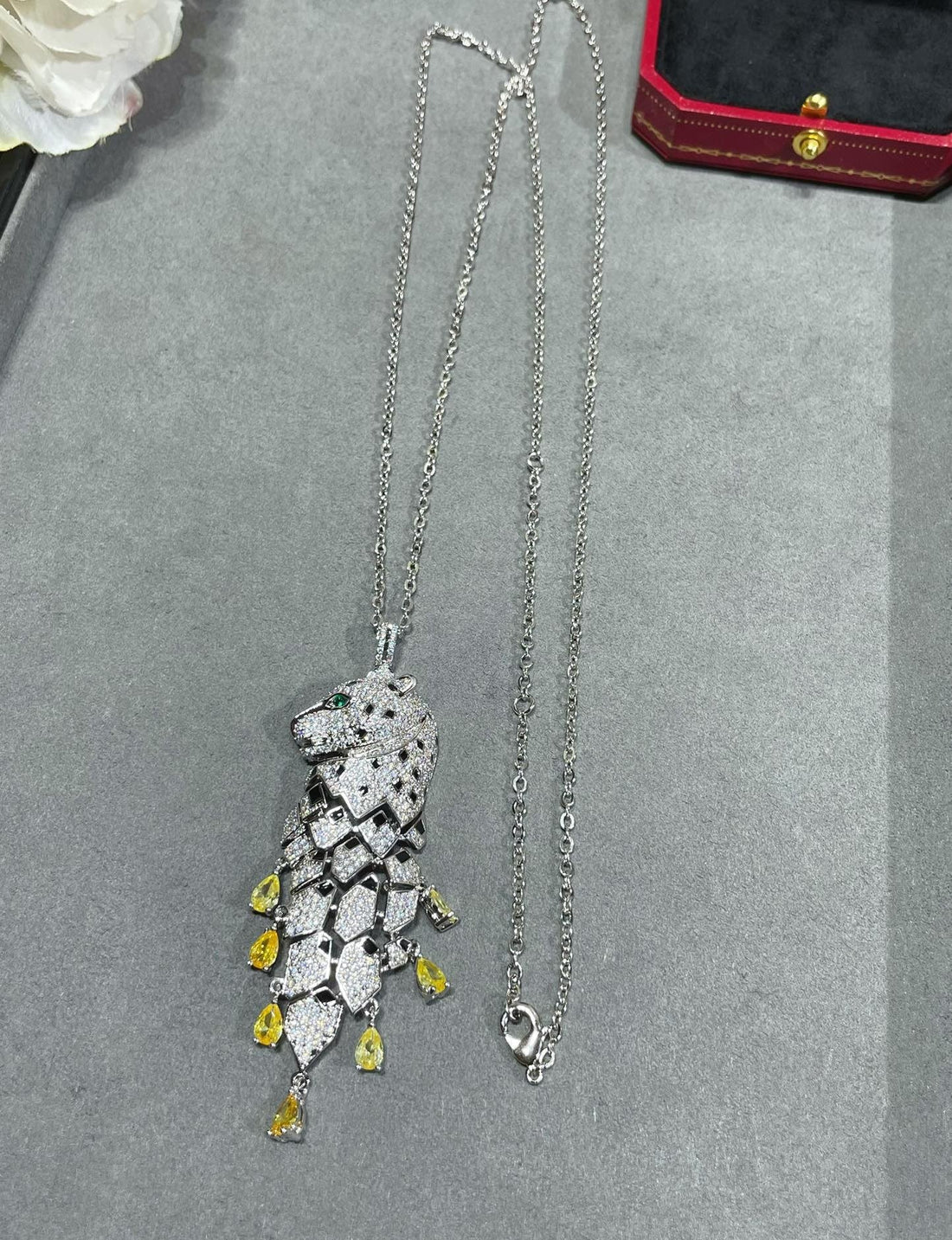 ¡®Aura Jewelry¡ High Jewelry Pave Panther Tassel Necklace