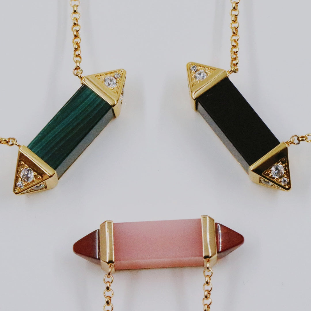 ¡®Aura Jewelry¡¯Color Stone Bar Pendant Necklace