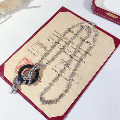 ¡®Aura Jewelry¡¯Pave Panther Circle Pendant Necklace
