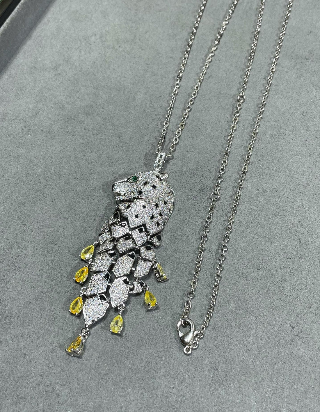 ¡®Aura Jewelry¡ High Jewelry Pave Panther Tassel Necklace