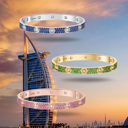 [Aura Jewels]2026 PAVE GEMSTONE LOVE BRACELET 6.1MM 10 DIAMONDS
