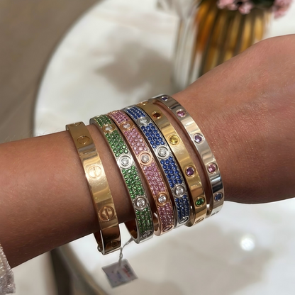 [Aura Jewels]2026 PAVE GEMSTONE LOVE BRACELET 6.1MM 10 DIAMONDS
