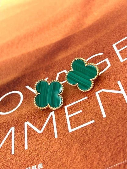 [Aura Jewels] CLOVER LARGE (20mm) 1 MOTIFS GREENER MOP STUD EARRINGS