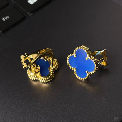 [Aura Jewels] CLOVER LARGE (20mm) 1 MOTIFS BLUE MOP STUD EARRINGS