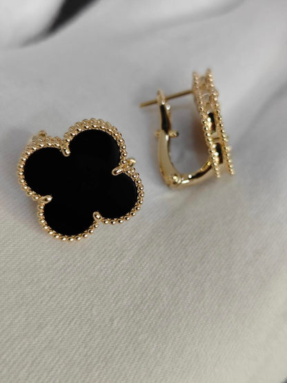[Aura Jewels] CLOVER 20MM BLACK MOP EARRINGS