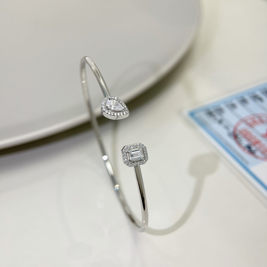 [Aura Jewels]JONC FLEX MY TWIN TOI & MOI SILVER DIAMOND BRACELET