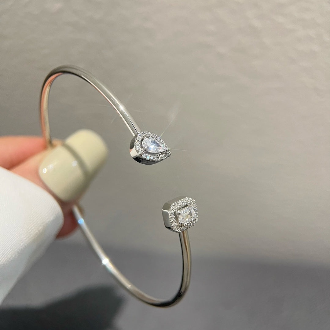 [Aura Jewels]JONC FLEX MY TWIN TOI & MOI SILVER DIAMOND BRACELET