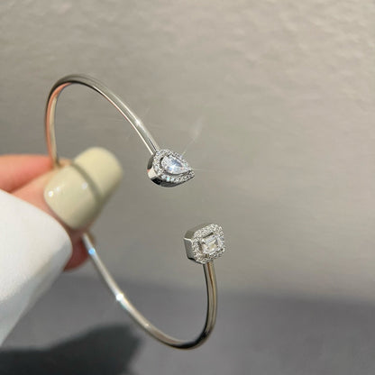 [Aura Jewels]JONC FLEX MY TWIN TOI & MOI SILVER DIAMOND BRACELET