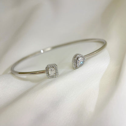 [Aura Jewels]JONC FLEX MY TWIN TOI & MOI SILVER DIAMOND BRACELET