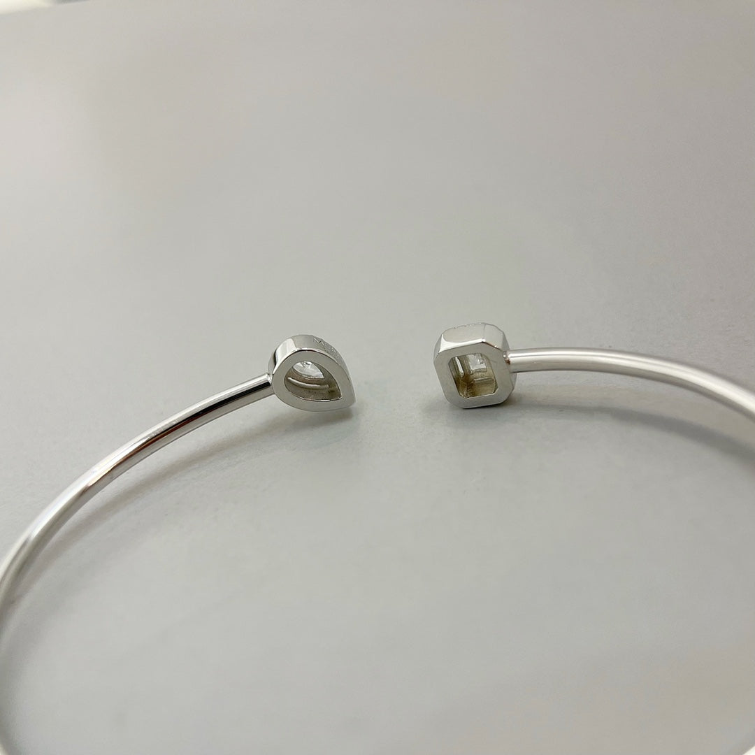 [Aura Jewels]JONC FLEX MY TWIN TOI & MOI SILVER DIAMOND BRACELET