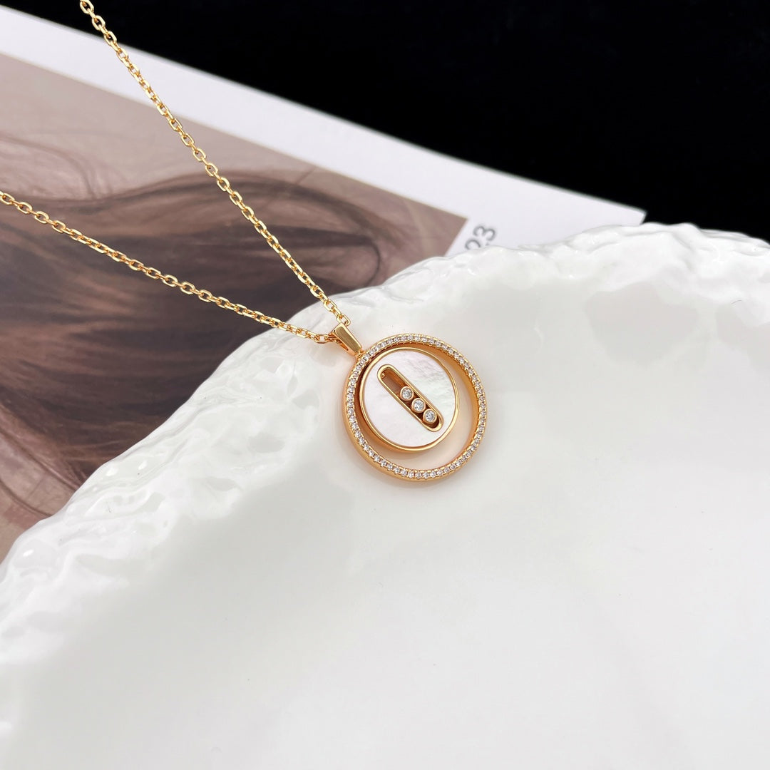[Aura Jewels]LUCKY MOVE MM NACRE BLANCHE DIAMOND NECKLACE
