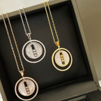[Aura Jewels]LUCKY MOVE MM NACRE BLANCHE DIAMOND NECKLACE