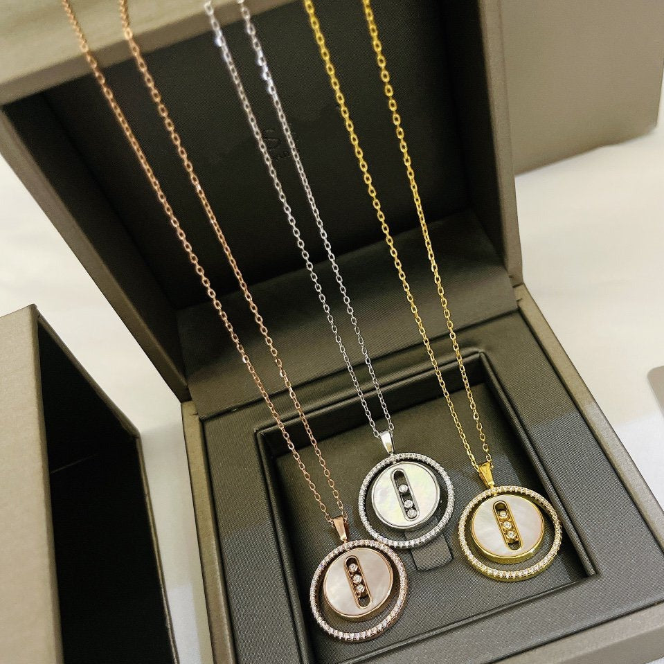 [Aura Jewels]LUCKY MOVE MM NACRE BLANCHE DIAMOND NECKLACE