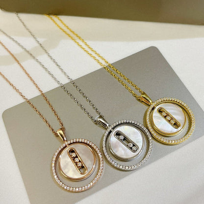 [Aura Jewels]LUCKY MOVE MM NACRE BLANCHE DIAMOND NECKLACE