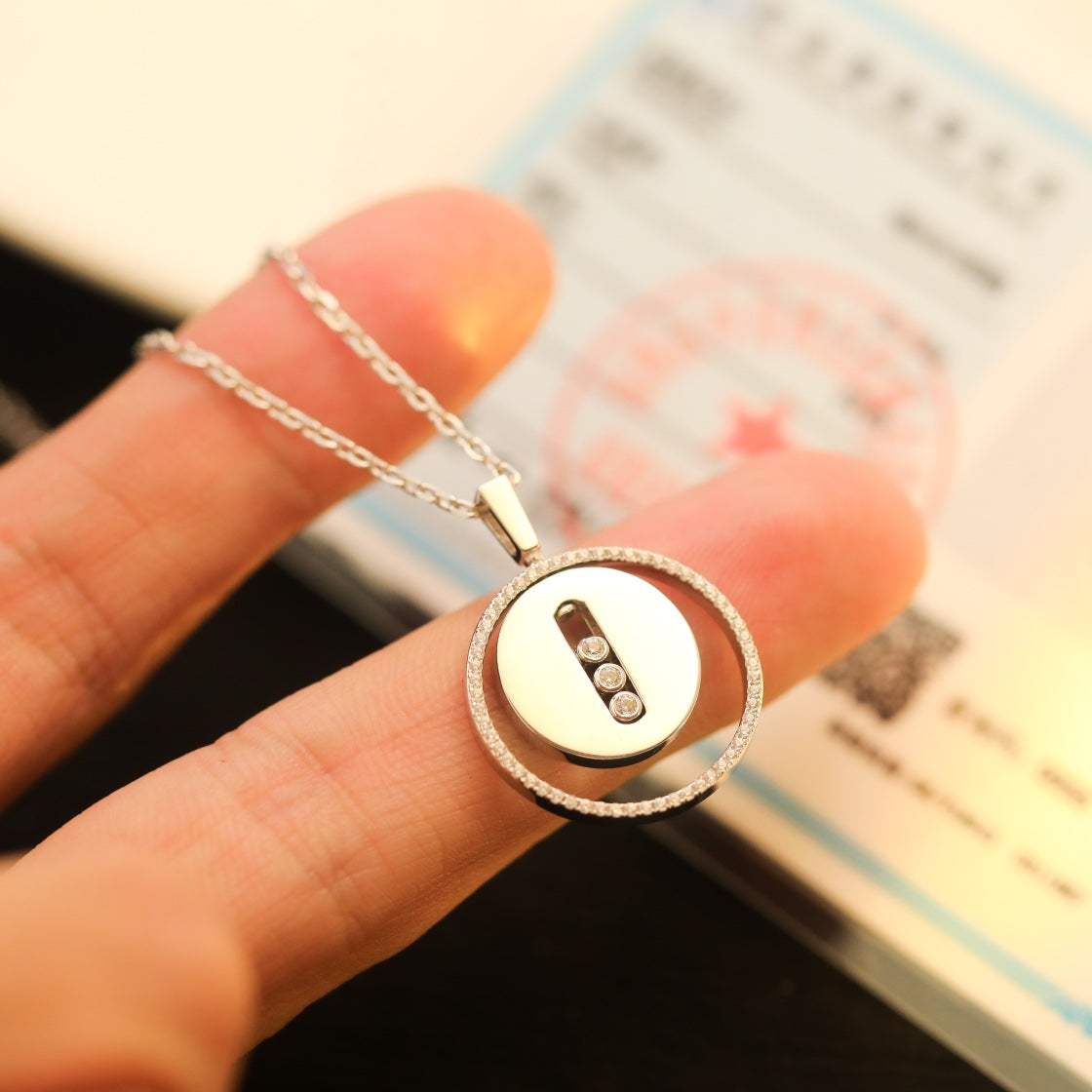 [Aura Jewels]LUCKY MOVE MM SILVER DIAMOND NECKLACE