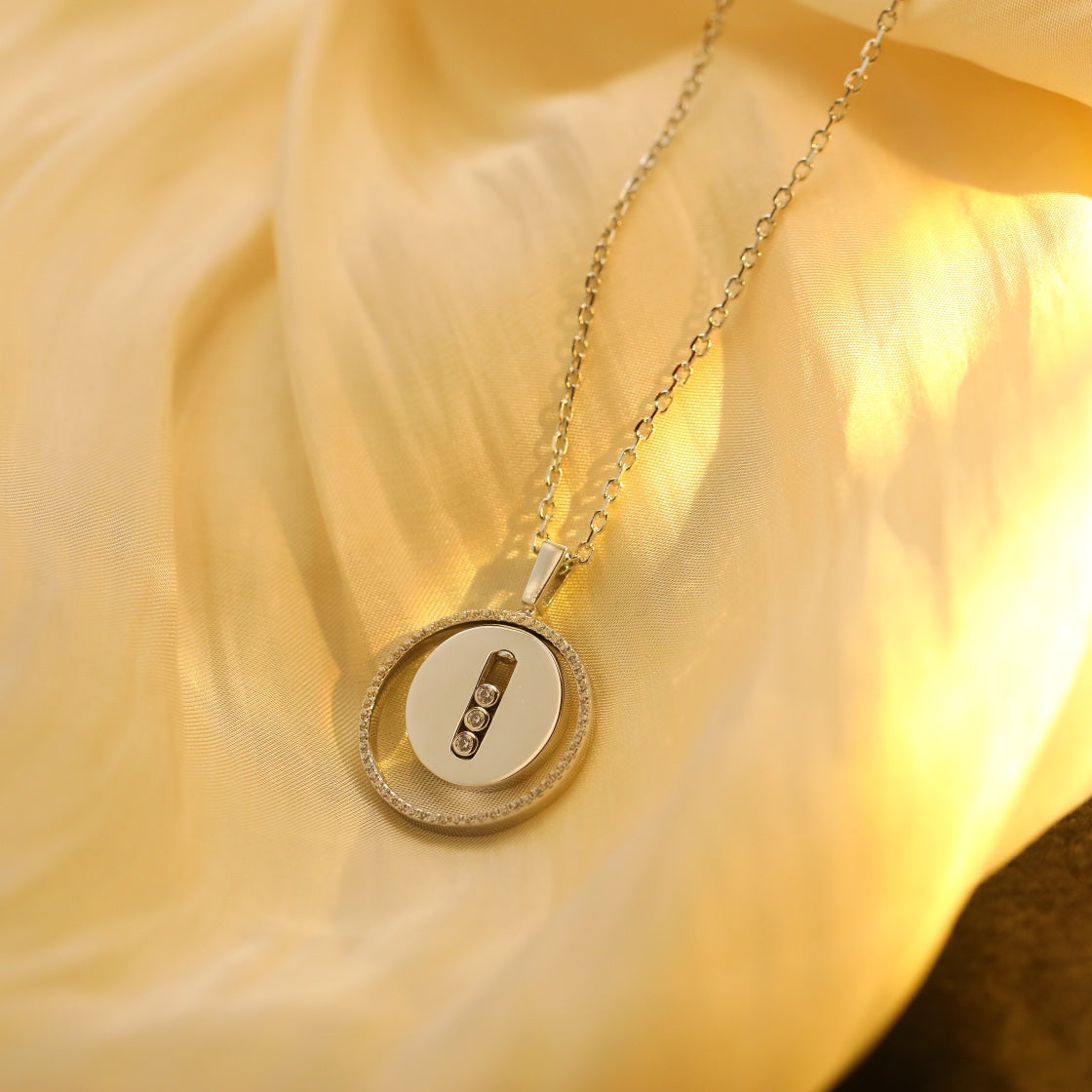 [Aura Jewels]LUCKY MOVE MM SILVER DIAMOND NECKLACE