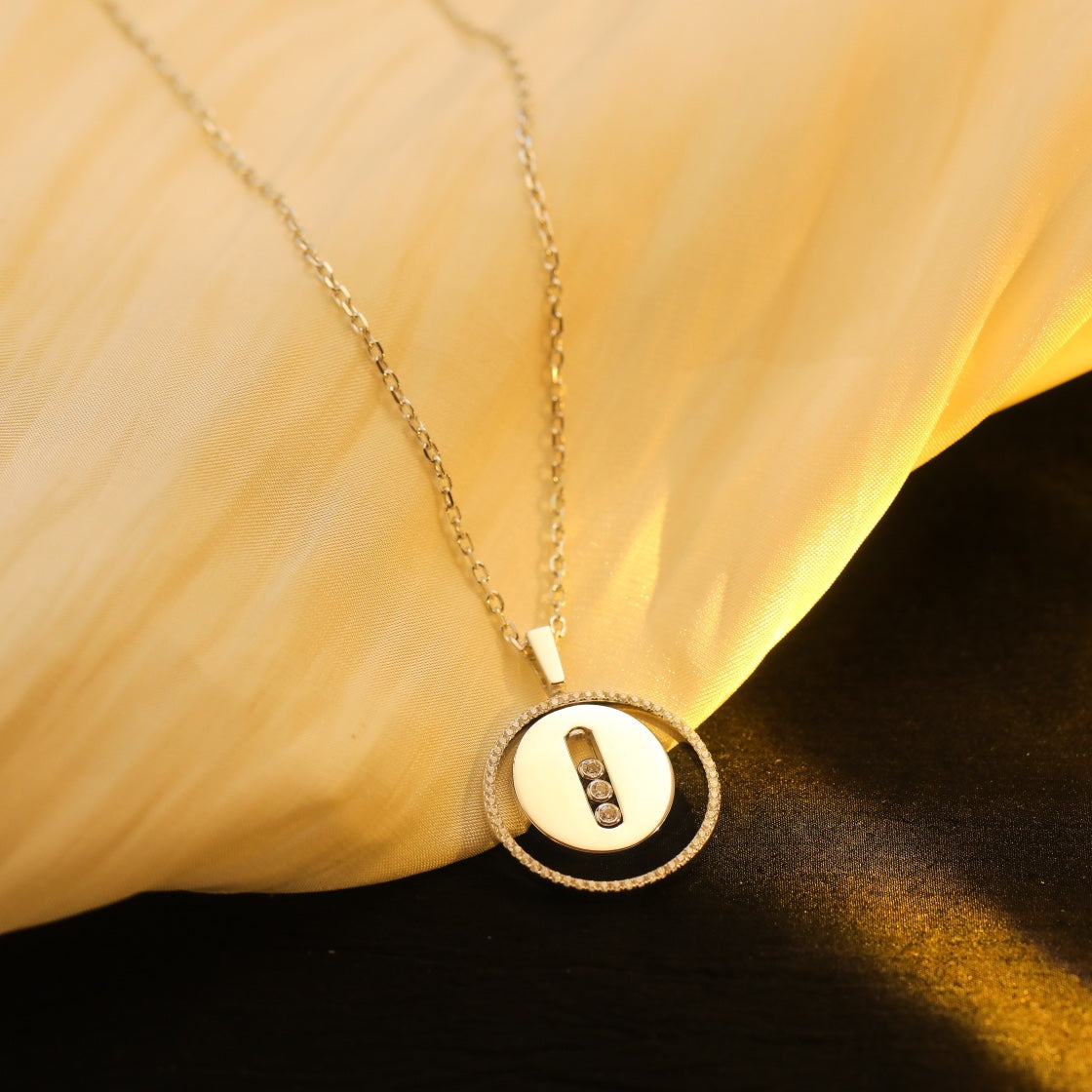 [Aura Jewels]LUCKY MOVE MM SILVER DIAMOND NECKLACE