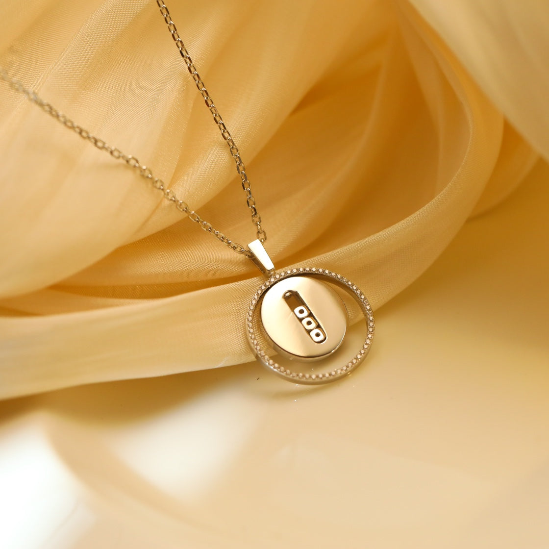 [Aura Jewels]LUCKY MOVE MM SILVER DIAMOND NECKLACE
