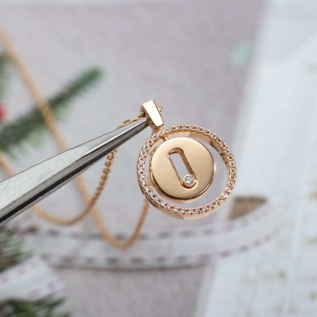 [Aura Jewels]LUCKY MOVE PM NECKLACE PINK GOLD DIAMOND