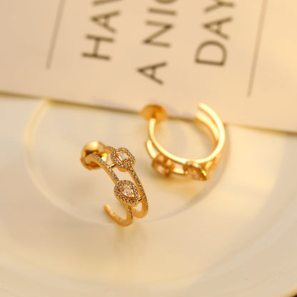 [Aura Jewels]CREOLES MY TWIN 2 RANGS SILVER DIAMOND EARRINGS