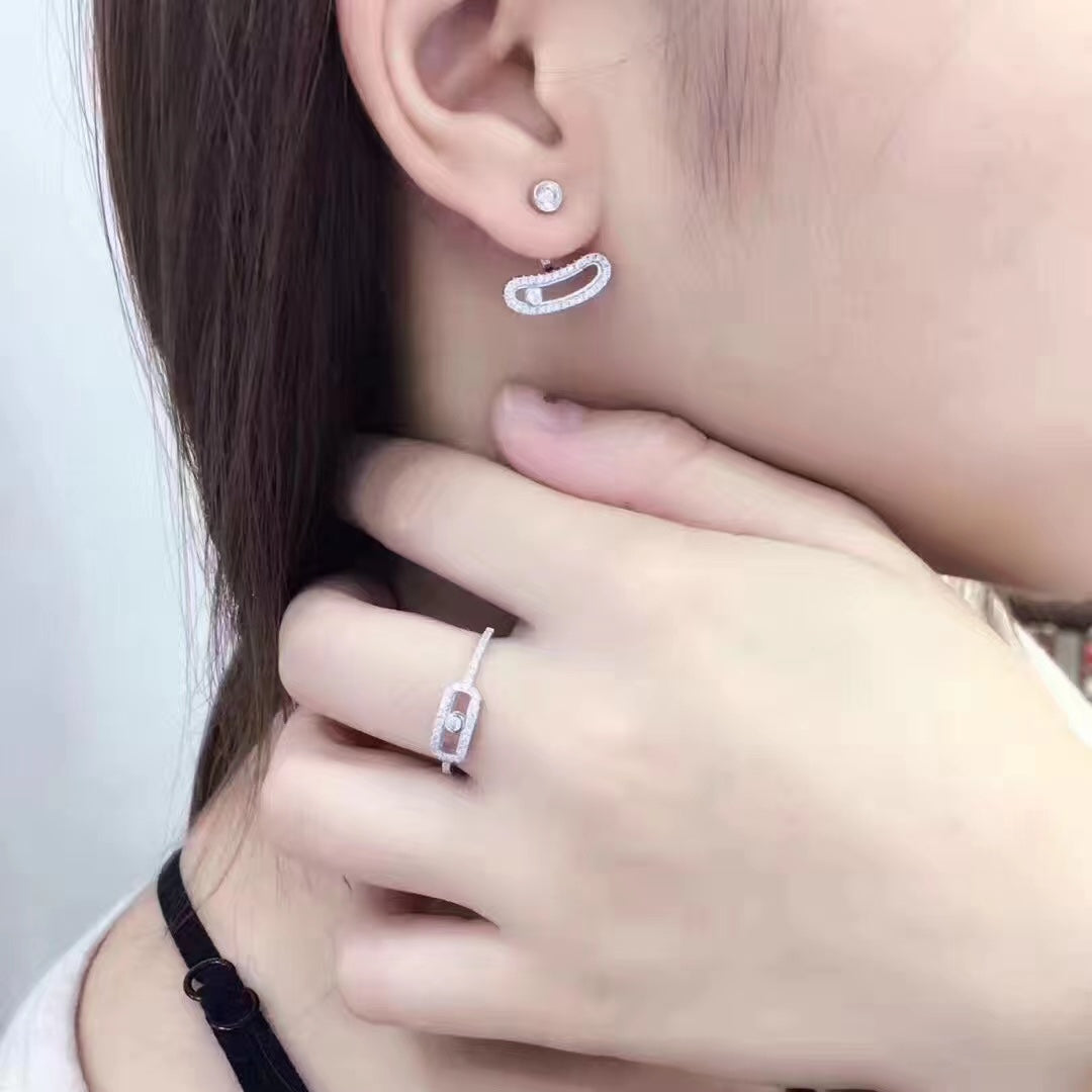 [Aura Jewels]MOVE UNO SILVER DIAMOND EARRINGS