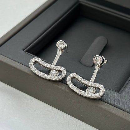 [Aura Jewels]MOVE UNO SILVER DIAMOND EARRINGS