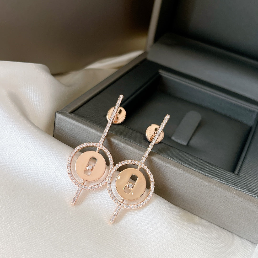 [Aura Jewels]LUCKY MOVE ARROW PINK GOLD DIAMOND EARRINGS