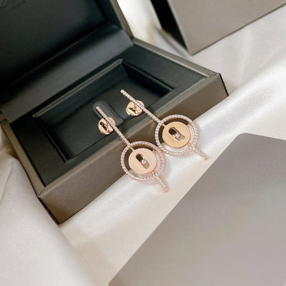 [Aura Jewels]LUCKY MOVE ARROW PINK GOLD DIAMOND EARRINGS