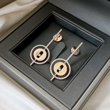 [Aura Jewels]LUCKY MOVE ARROW PINK GOLD DIAMOND EARRINGS