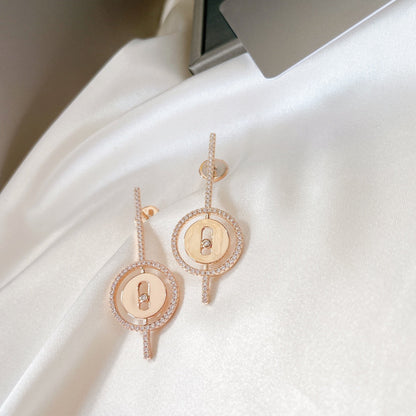 [Aura Jewels]LUCKY MOVE ARROW PINK GOLD DIAMOND EARRINGS