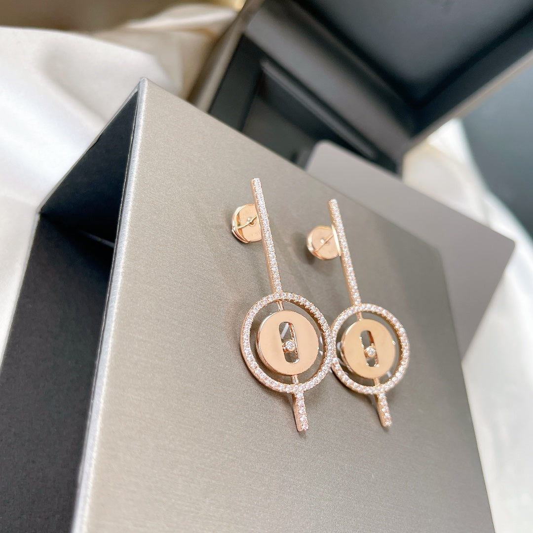 [Aura Jewels]LUCKY MOVE ARROW PINK GOLD DIAMOND EARRINGS