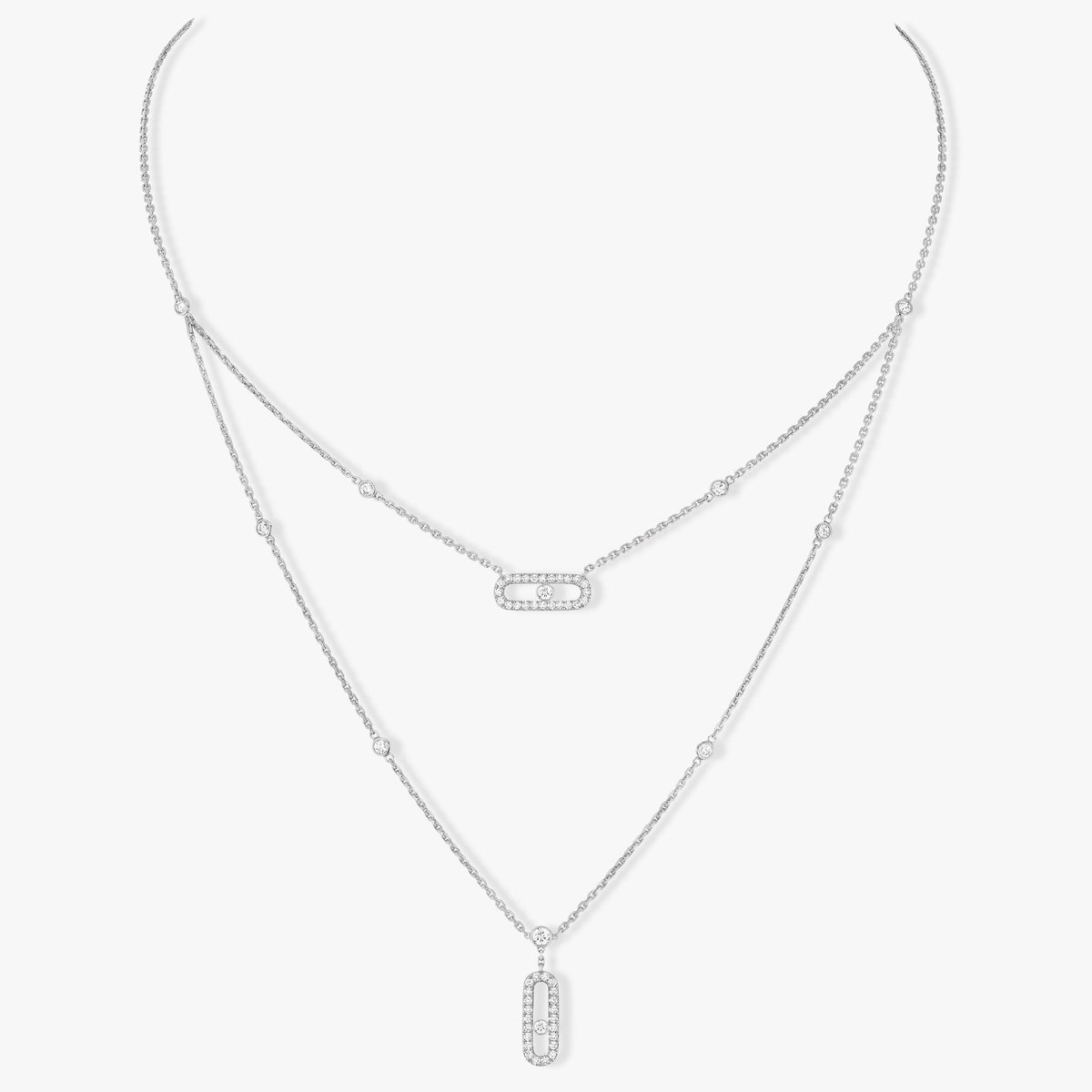 [Aura Jewels]MOVE 2 ROW DIAMOND NECKLACE