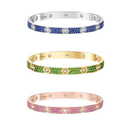 [Aura Jewels]2026 PAVE GEMSTONE LOVE BRACELET 6.1MM 10 DIAMONDS
