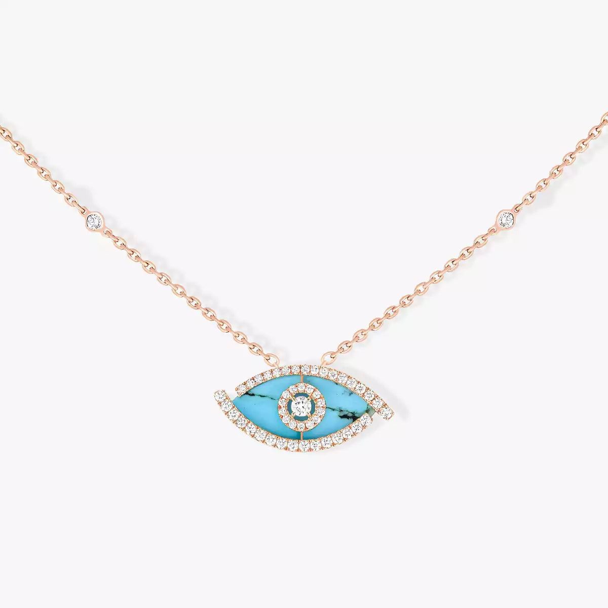 [Lume Jewelry]Lucky Eye Diamond Necklace in Rose Gold and Turquoise