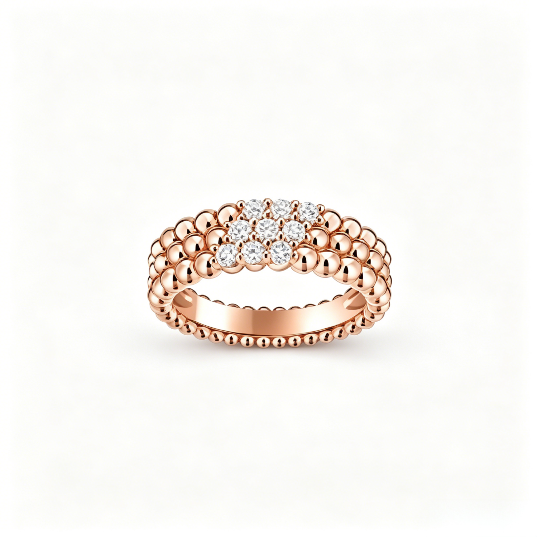 [Aura Jewels] THREE-ROW DIAMOND RING