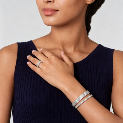 [Aura Jewels] THREE-ROW DIAMOND RING