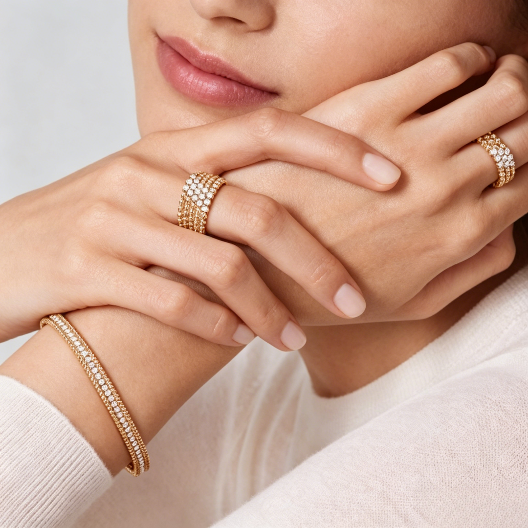 [Aura Jewels] THREE-ROW DIAMOND RING
